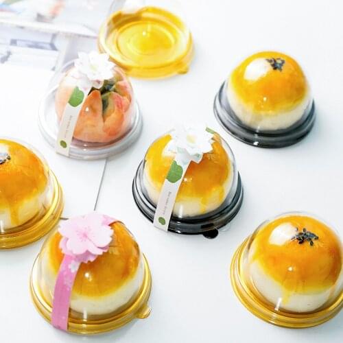 50pcs Mid-Autumn Festival Moon Cake Tray Box Holder Transparent Circular Plastic Suction Box Egg Yolk Crisp Packaging Box