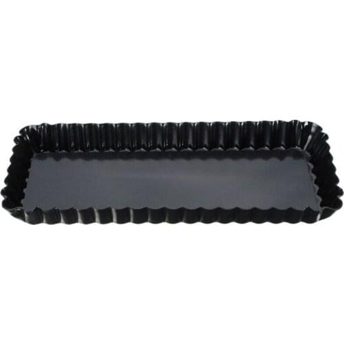 Rectangle Fluted Pie Tart Pan Mold Baking Removable Bottom Nonstick Quiche Tool 85AC