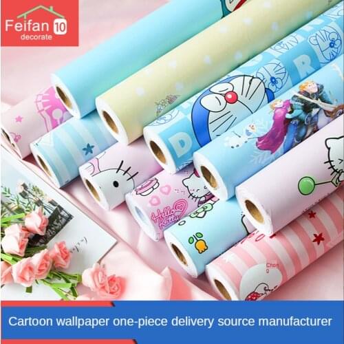 Household PVC self-adhesive wallpaper cartoon bedroom childrens room boy girl wallpaper instant stickers waterproof
