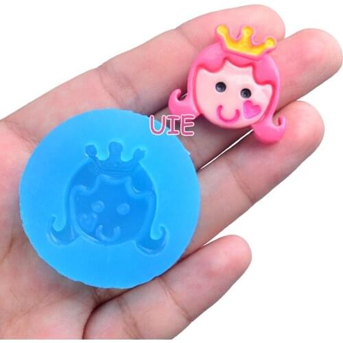 FYL330U 24.2mm x 27.1mm Princess Silicone Mold Fondant Cake Decoration Candy Resin Clay Earrings Necklace Craft Soap Candle