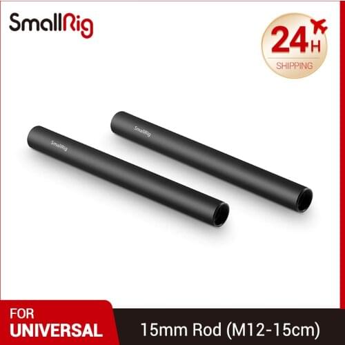 SmallRig 2pcs Camera 15mm Rail Rod Black Aluminum Alloy Rod(M12-15cm) 6inch 1050