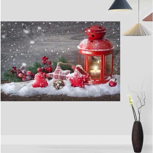 Modern Picture Christmas Poster Paintings For Living Room Wall Art Silk Fabric Cloth Decoration Poster For Children Gift