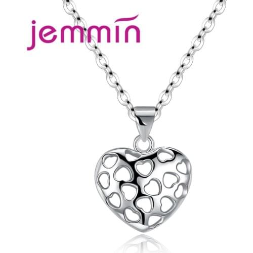 Modern Pretty Funny Love Heart Shape Pendant Eye-Catching Fashion 925 Sterling Silver Chain Necklace For Women Gift