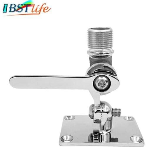 Stainless Steel Marine VHF Antenna Mount Dual Axis Heavy Duty Ratchet Mount Adjustable Base Mount for Boats Rowing Accessories