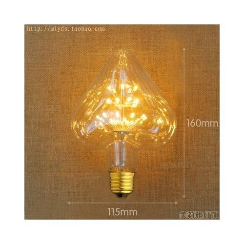 LED Lampada Edison Bulb Lamp Light Bombillas Vintage Retro Lamps Ampoules Decoratives 2W E27 220V For Decor Heart Star Shape
