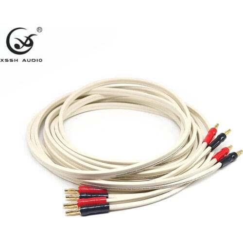 XSSH 1 pair White Color HiFi Audio Cable Speaker Cable Amplifier Dedicated Banana Plug Cable