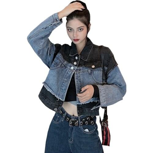 Spring Autumn Denim Jackets Female Outerwear 2021 New Fashion Loose Short Jacket Lady Long Sleeve Jeans Jacket Women Streetwear