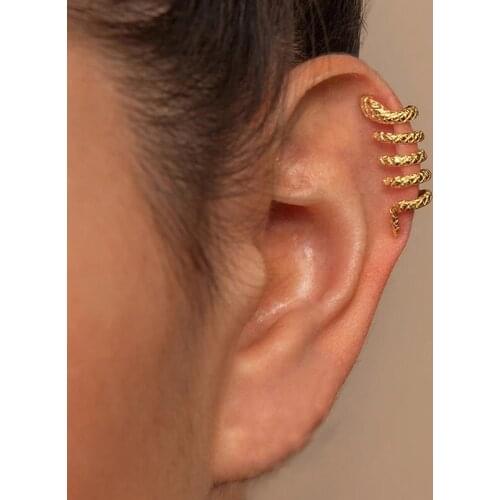TARCLIY New Trendy Geometric Twisted Snake Ear Bone Clip Simple Hollow Out Alloy Small Earring Women Party Jewelry Accessories