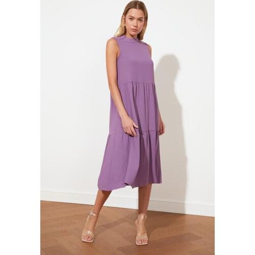 Womens Purple Wide Cut Dress, Casual, Zipper, Sporty and Daily Use, Special, modern Fashion, Elaborate Stitching, Attractive