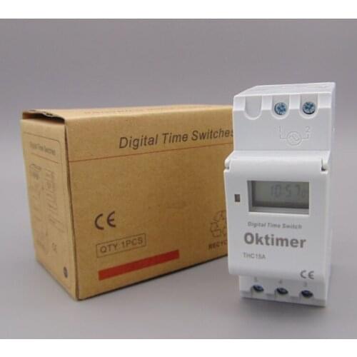 1pcs THC-15A DIN RAIL DIGITAL PROGRAMMABLE timer time switch 220VAC 16A time switch timer time 220v Time relay THC-15A