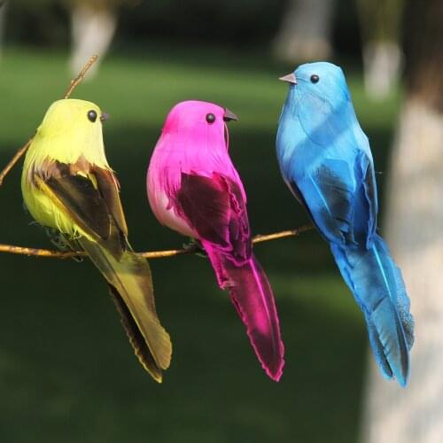1pc Feather Artificial Parrots Imitation Bird Model Creative Foam Home Outdoors Garden Wedding Decoration Ornament DIY Party Use