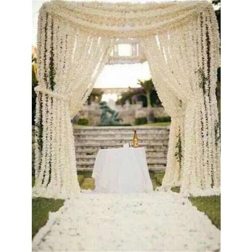 30cM long White Artificial Orchid Wisteria Vine Silk Wreaths For Wedding Backdrop Decoration Shooting Props 250pcs/lot