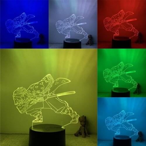 3D Lamp Action Figure Demon Slayer Zenitsu Thunder Breathe LED NightLight 7 Colors Touch Table Decor Night Light Gift Model