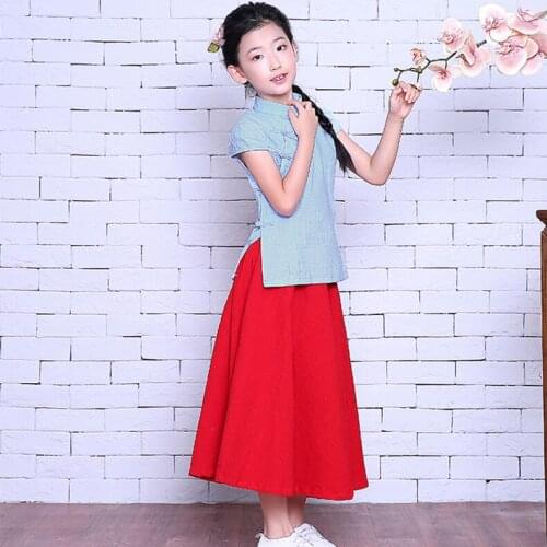 4 Color Hanfu Child Girls Clothing Tang Dynasty Costumes Traditional Ancient Chinese Folk Dance Princess Dress for Performance