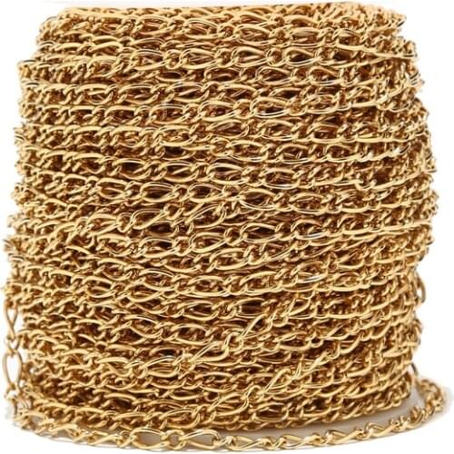 5MM width Gold tone Stainless Steel Twisted Cross Curb link Chains Findings Fit for Jewelry Making