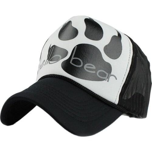 Seaside Bear Paw Summer Mesh Baseball Cap Men Women Snapback Hip Hop Hat Street Breathable Shade Walk Truck Dad Hats Bone BQ061
