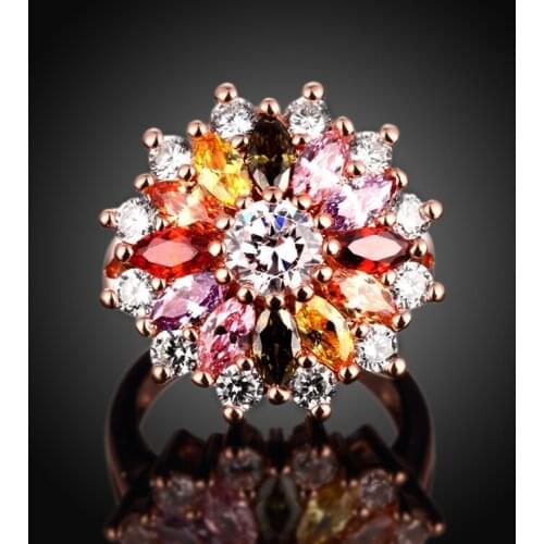 Garilina trinket Rose Gold mulit color Austrian crystal jewelry Party Gift Womens rings AR2209
