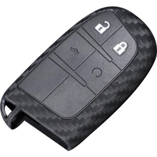 Bilchave Carbon Fiber Silicone Remote Car Key Case For Jeep Renegade Grand Cherokee Dodge Ram 1500 Journey Challenger Chrysler