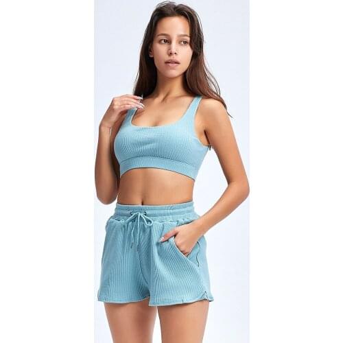 Yoga Outfit for Women Seamless Workout Gym High Waist Leggings 2 Piece Shorts with Sport Bra Set Sexy