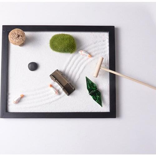 Zen Garden Dry Landscape Kit-Fish,Bridge,Chair Sand Tray Micro Landscape Decor