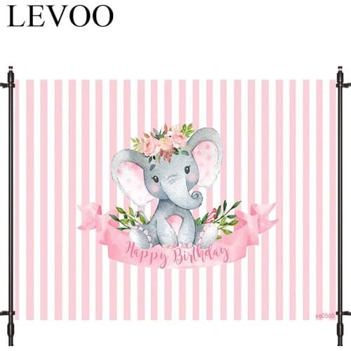 LEVOO Photographic Background Pink Princess Lovely Elephant Birthday Photocall Photobooth Studio Photography Backdrop