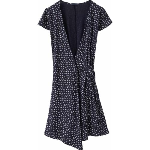 Sweet Women Bow Lace V Neck Dress 2021 Summer Fashion Ladies High Street Vintage Dress Female Printed Mini Dress