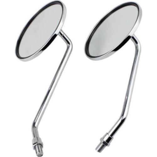 2PCS Motorcycle Mirrors Round Stock Style Long Stem Handlebar Mirrors for Honda / Kawasaki/ Suzuki/Vespa Type