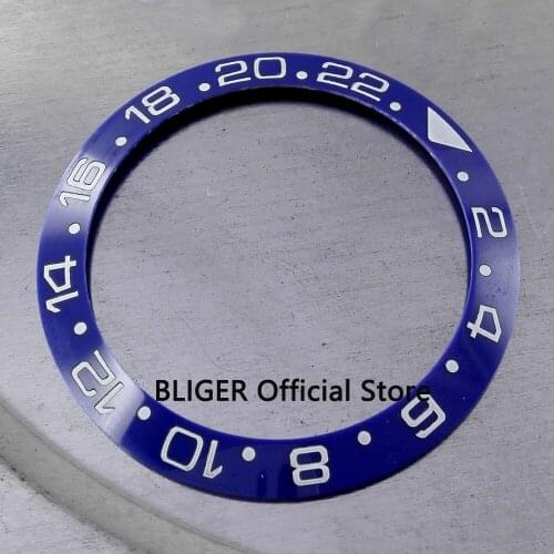 39.9mm insert watch kit fit automatic movement blue ceramic bezel white marks mineral glass mens watch bezel BB3