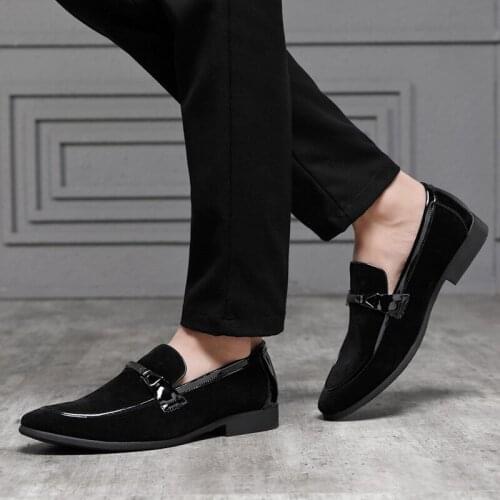 Mens Casual Leather Shoes, Fashion Dress Shoes, Fur Shoes, Pointed Toe, Breathable Feet, Extra Large Size 38-47