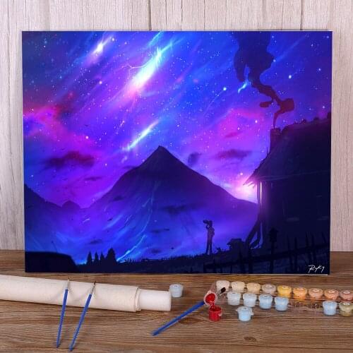 Scenery Purple Sky DIY Painting By Numbers Package Acrylic Paints 50*70 Painting On Canvas Wall Decoration Handiwork