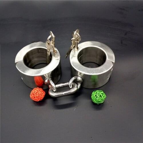 Sex slave high 6cm handcuffs metal stainless steel bondage super Heavy Duty hand cuffs for sex fetish adult sex tools for sale