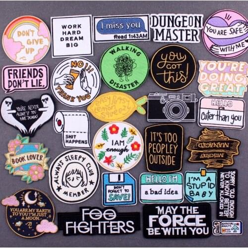 Slogan Patch Iron-On Patches For Clothing Stripes Letter Embroidered Patches On Clothes DIY Badges Clothes Patches With Iron