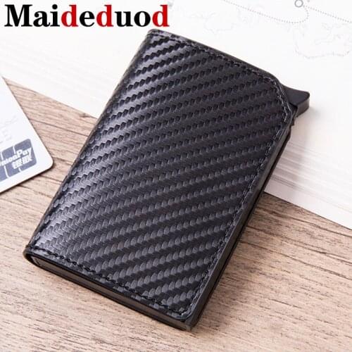 New Anti-theft Credit Card Holder Men Aluminum Wallet Automatic Coin Purse Back Pocket ID Card Holder RFID Blocking Mini Wallet