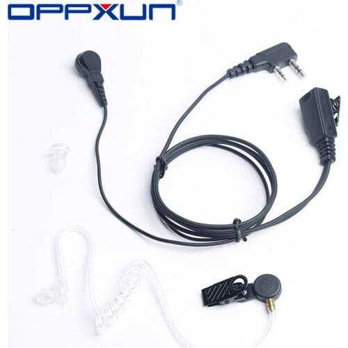 OPPXUN 2Pin Tactical Earpiece Acoustic Air Tube Security Headset Mic PTT Walkie Talkie Headphone for Baofeng Kenwood