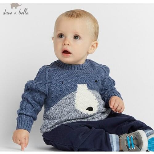 DBW8217 dave bella autumn knitted sweater infant baby boys long sleeve pullover kids toddler tops children knitted sweater