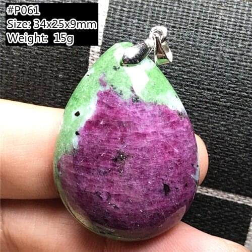 Natural Ruby Zoisite Pendant Jewelry For Women Lady Man Gift Green Red Reiki Tumbled Stone Crystal Silver Beads Gemstone AAAAA