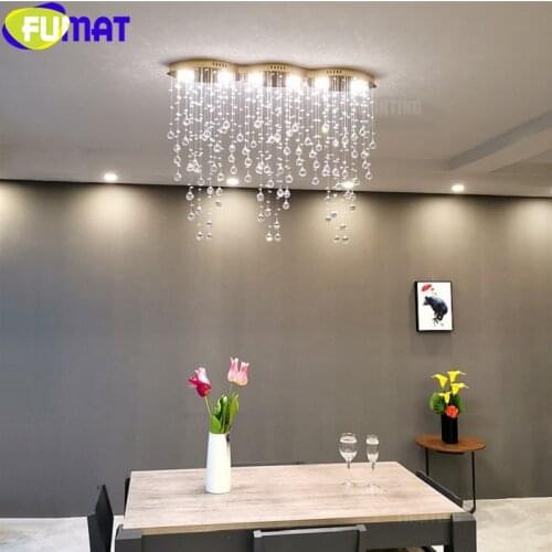 FUMAT Crystal K9 Ceiling Lamps Chandelier Light European Style For Living Dinning Room GU10 LED Waterfall Luxury Hanging Fixture