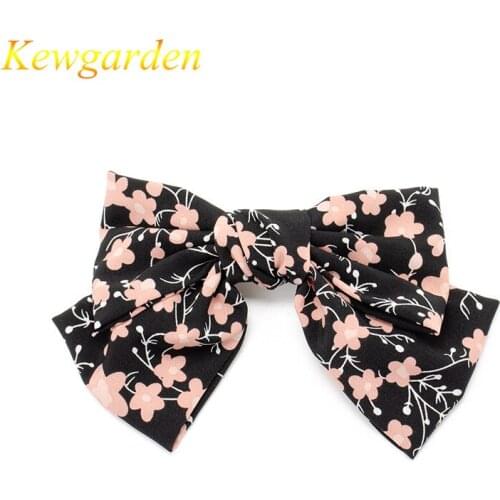 Kewgarden Girls floral bow hair clip children retro web celebrity headdress spring clip hair clip 4pcs