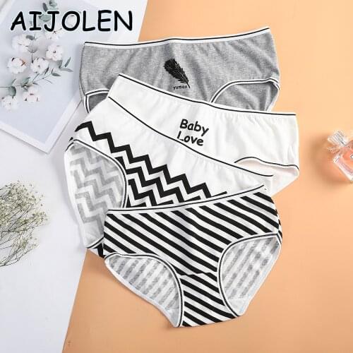 AIJOLEN Ins Style Ladies Underwear Womens Cotton Crotch Sexy Underpants Large Size Cotton Seamless Mid-waist Girl Briefs