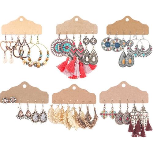 Bohemian New Womens Earrings Set Tassel Feather Natural Stone Butterfly Water Drop Earrings for Women Jewelry Sets Female Gifts