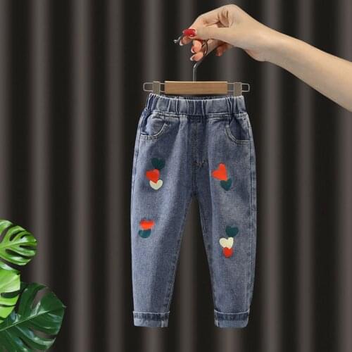 Spring toddler kids Girls' Clothes Stretch Trousers Jeans For 2 3 4 5 6 Years Baby Birthday Girls clothing children Pants jeans