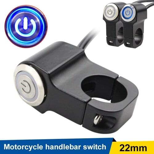Motorcycle Handlebar Switch 22mm Multifunction Headlight Fog Light ON OFF Switch with Blue Backlit for Motorbike ATV Pit Bike