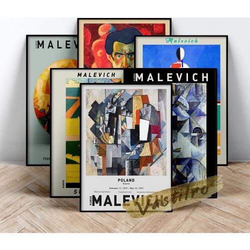 Kazimir Malevich Exhibition Museum Poster, Kazimir The Woman Holding A Rake Prints Art, Malevich Retro Figure Portrait Painting