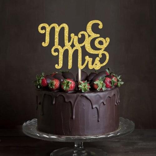 Gold/Silver Glitter Script Mr&Mrs Wedding Cake topper Bridal Shower/Annivers/Engagement Party Favors Decorations Cake Accessory