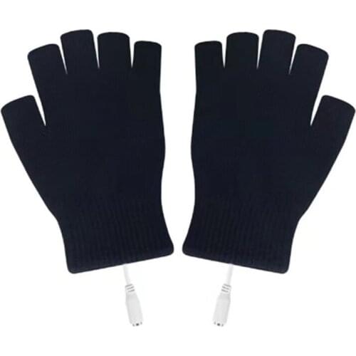 1 pair Winter Knitting Gloves Half finger Electric USB Heated Heating Thermal comfortable Heated Gloves
