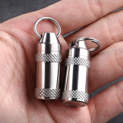 1PCS Mini Titanium Bottle Outdoor EDC First Aid Bottles Small Titanium Alloy Seal Bottle Waterproof Canister Medicine
