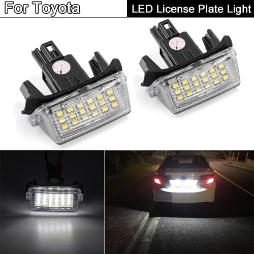 2Pcs Error Free White LED License Plate Light Number Plate Lamp For Toyota Yaris Camry Corolla Prius Ractis Verso