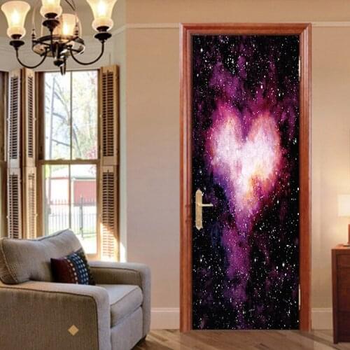 2pcs/set Heart Shape Stars Self Adhesive Wallpaper Art PVC Wall Sticker Murals Waterproof Wall Paper Door Sticker Home Decor