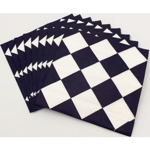 20pcs/lot Black And White Lattice Theme Paper Napkins Grid Disposable Party Tissues For Birthday Wedding Party Supplies