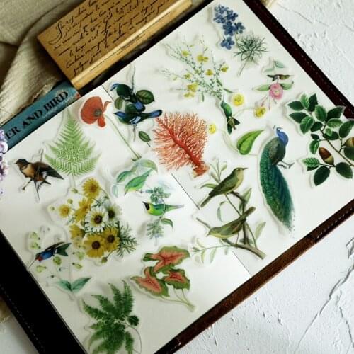 56pcs Retro flowers and birds Acetate Diecut shapes for Scrapbooking Happy Planner/Card Making/Journaling Project